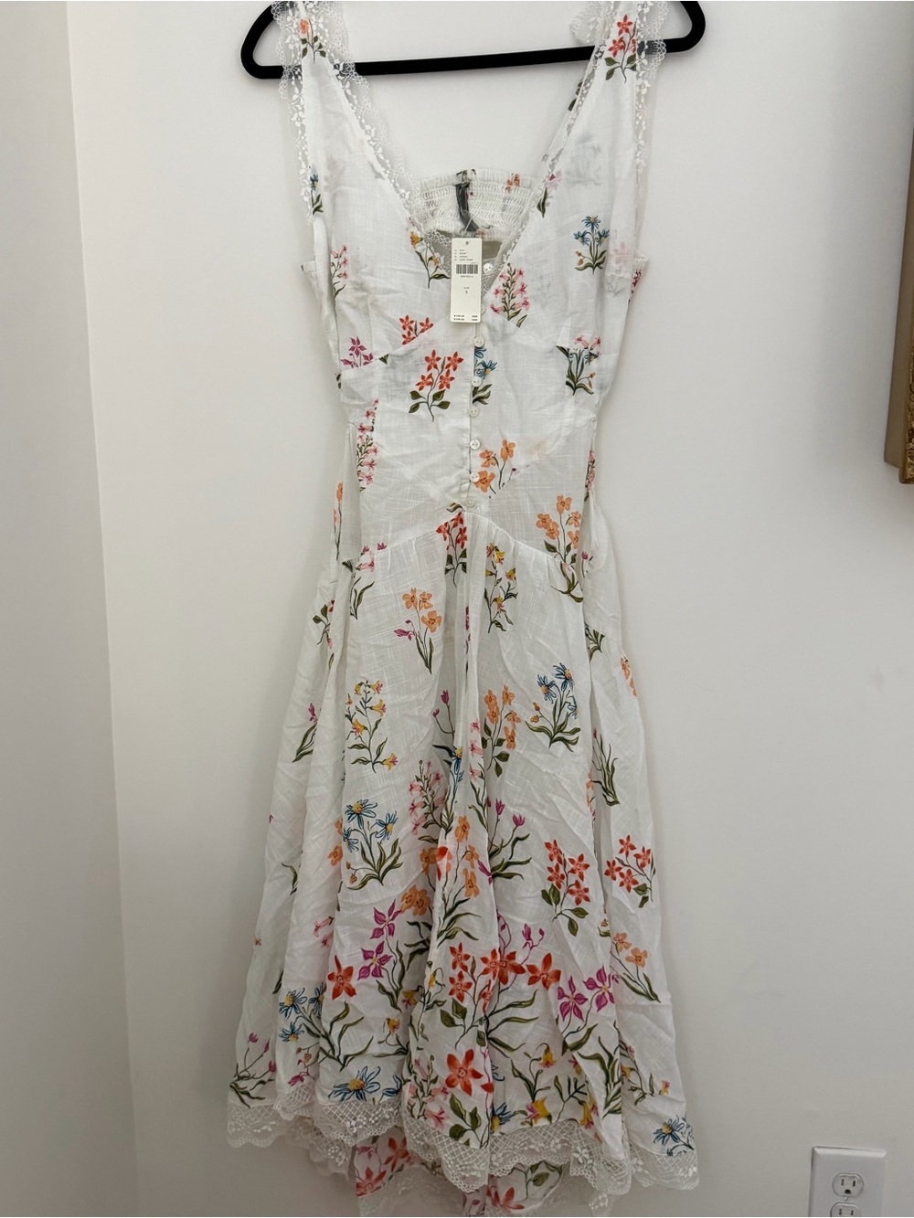 Anthropologie White Maxi Dress with Multicolor Floral Embroidery - Picture 3 of 5